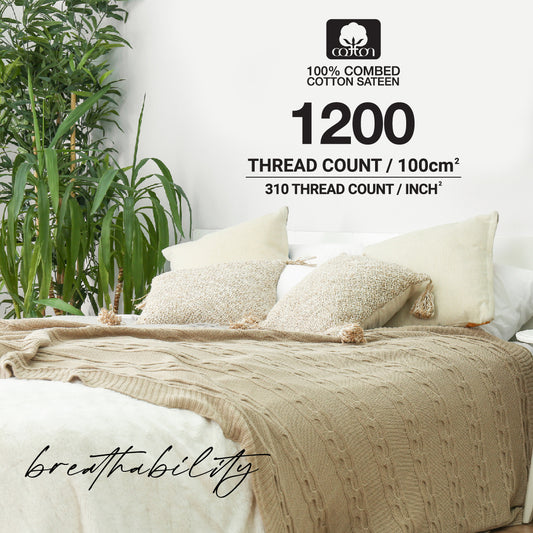 Jean Perry Clino Fitted Bedsheet Set -  100% Combed Cotton Sateen (1200TC) B3/B4