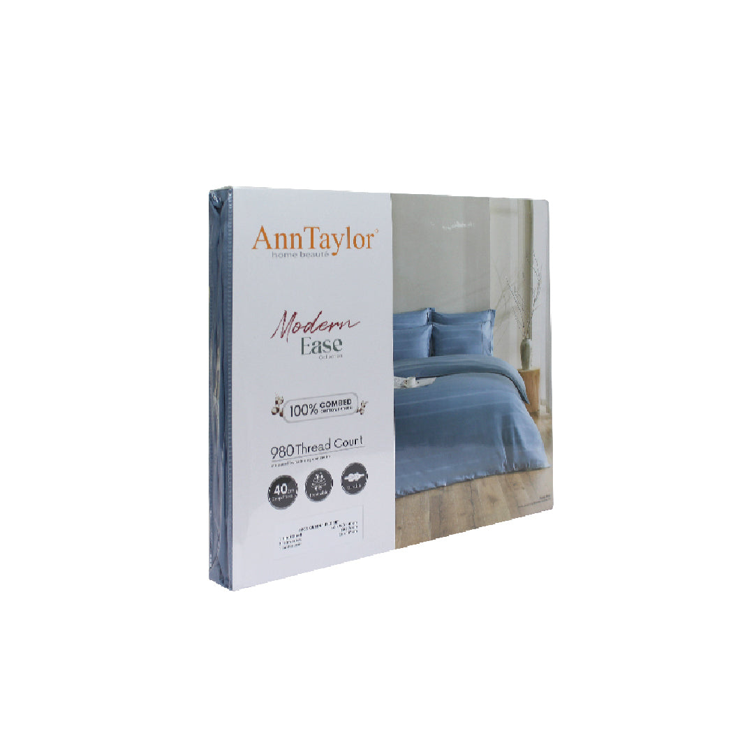 Ann Taylor 100% Combed Cotton Sateen Modern Ease Fitted Bedsheet Set -  980TC