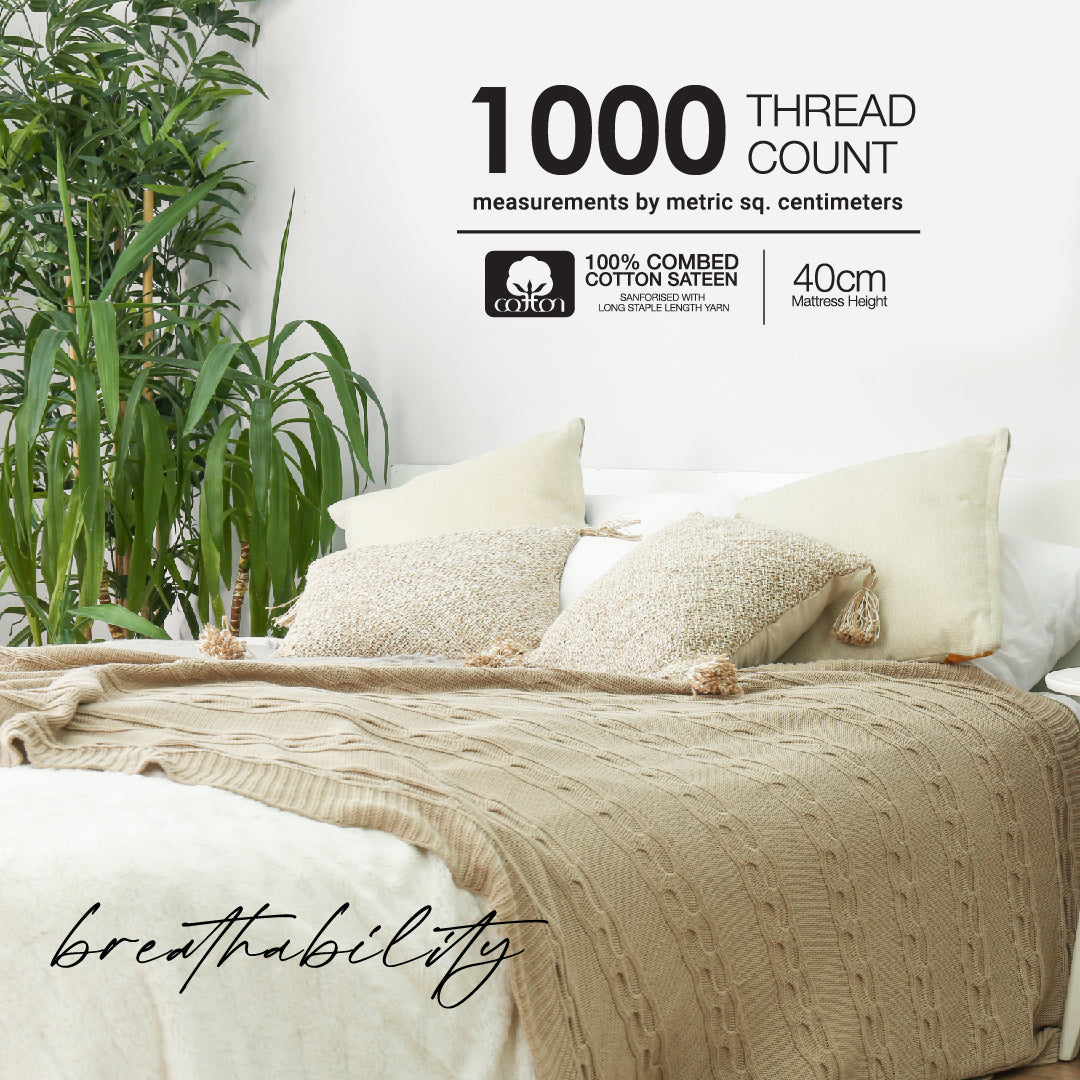 Jean Perry 100% Combed Cotton Sateen Clino Fitted Bedsheet Set B2- 1000TC