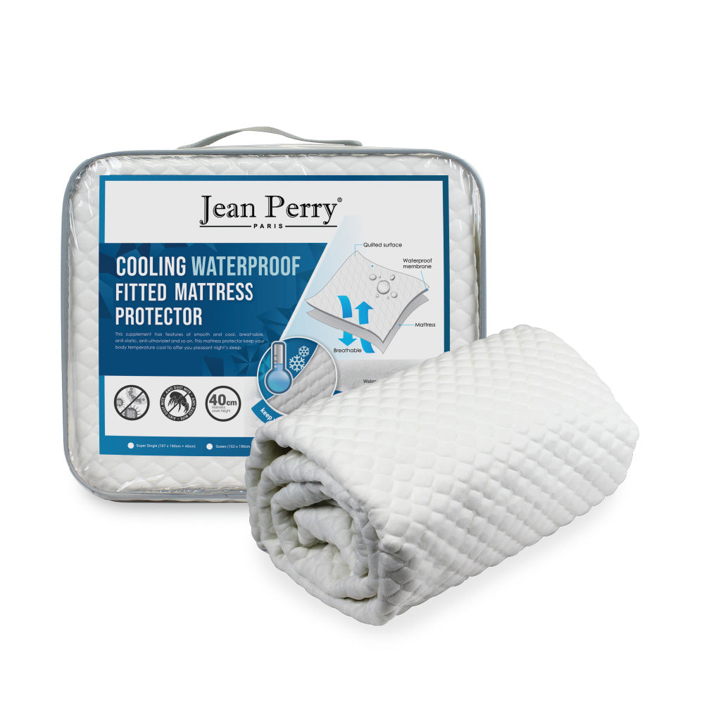 Jean Perry Cooling Waterproof Fitted Mattress Protector 40cm