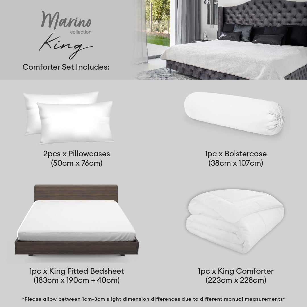 Jean Perry Marino Comforter Set - 100% Combed Cotton Sateen 950TC (Queen/King) B2 B3