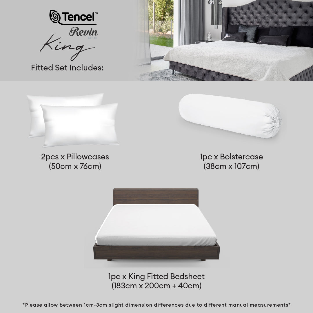 Jean Perry TENCEL™ Revin Fitted Bedsheet Set | TENCEL™ with Bamboo Charcoal Blended 1270TC