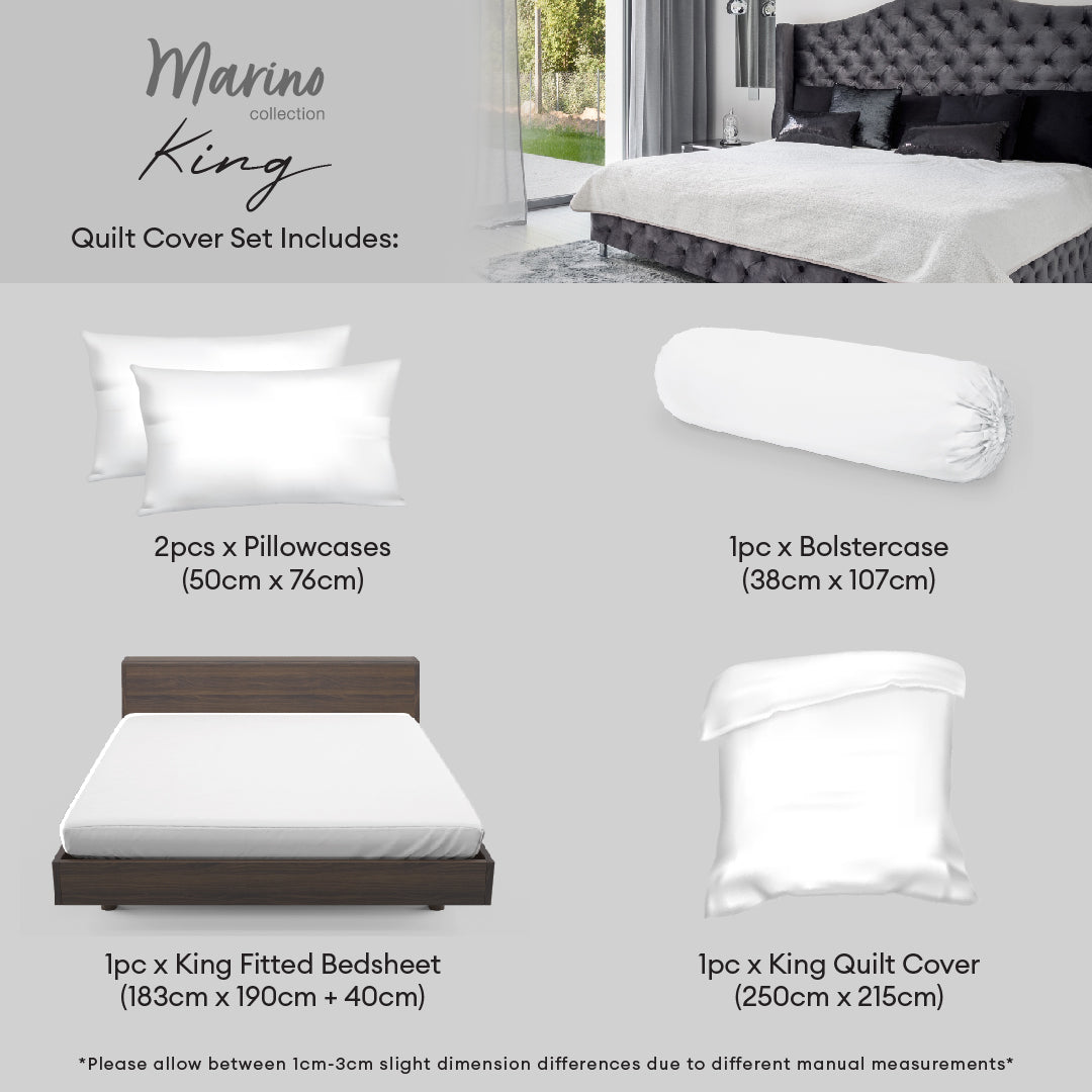 Jean Perry Marino Quilt Cover Set - 100% Combed Cotton Sateen 950TC (Queen/King) B6