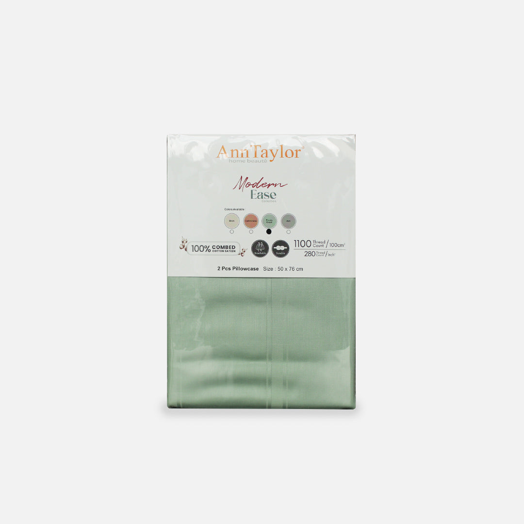 Ann Taylor 100% Combed Cotton Sateen Modern Ease 2pcs Pillow Case - 980TC B2