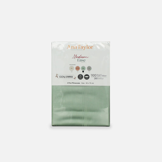Ann Taylor 100% Combed Cotton Sateen Modern Ease 2pcs Pillow Case -  980TC B2