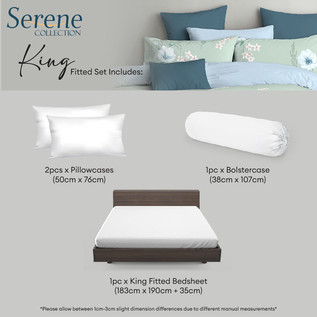 Novelle Serene Fitted Bedsheet Set - Cotton Non-Iron (Single/Queen/King) B2/B3