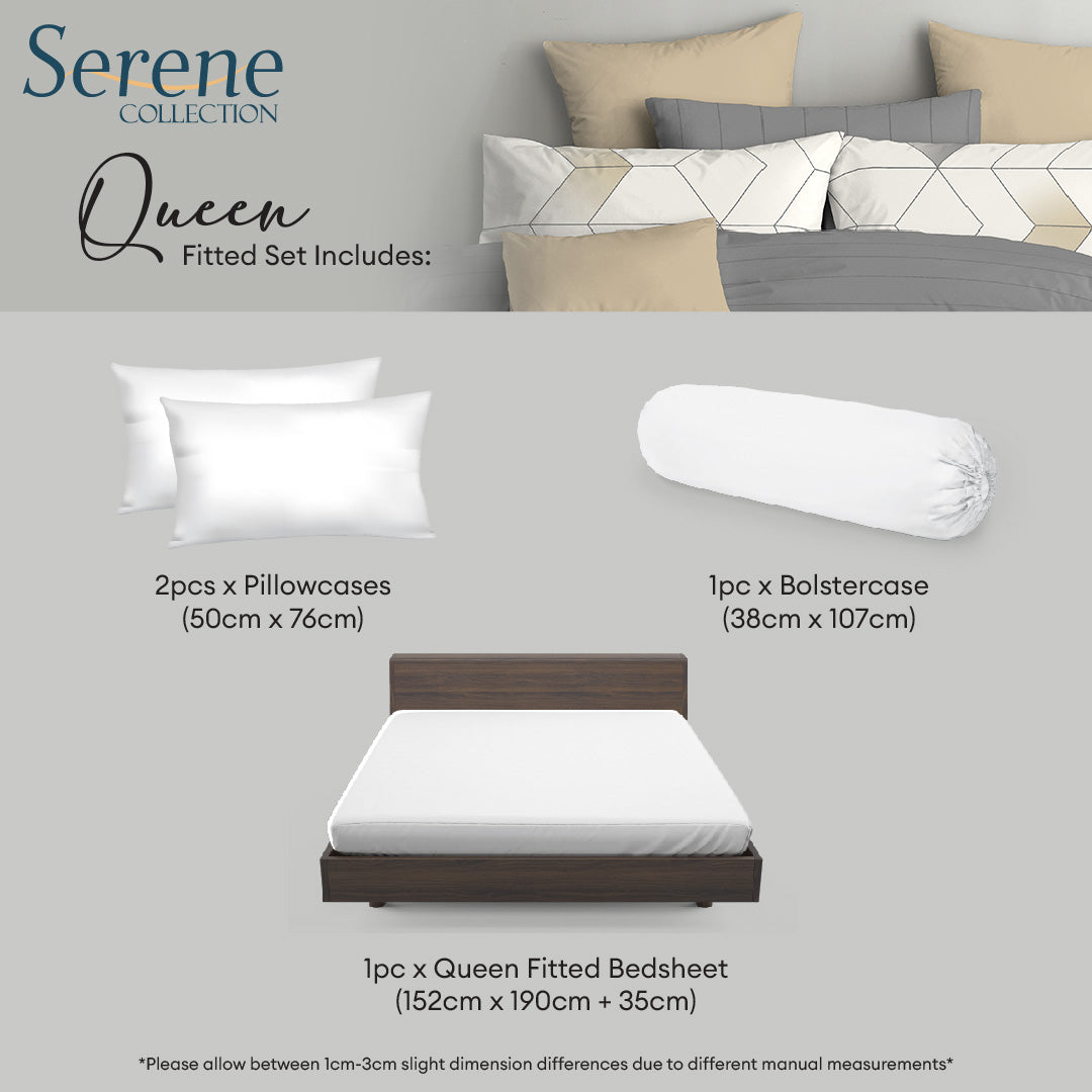 Novelle Serene Fitted Bedsheet Set - Cotton Non-Iron (Single/Queen/King) B2/B3