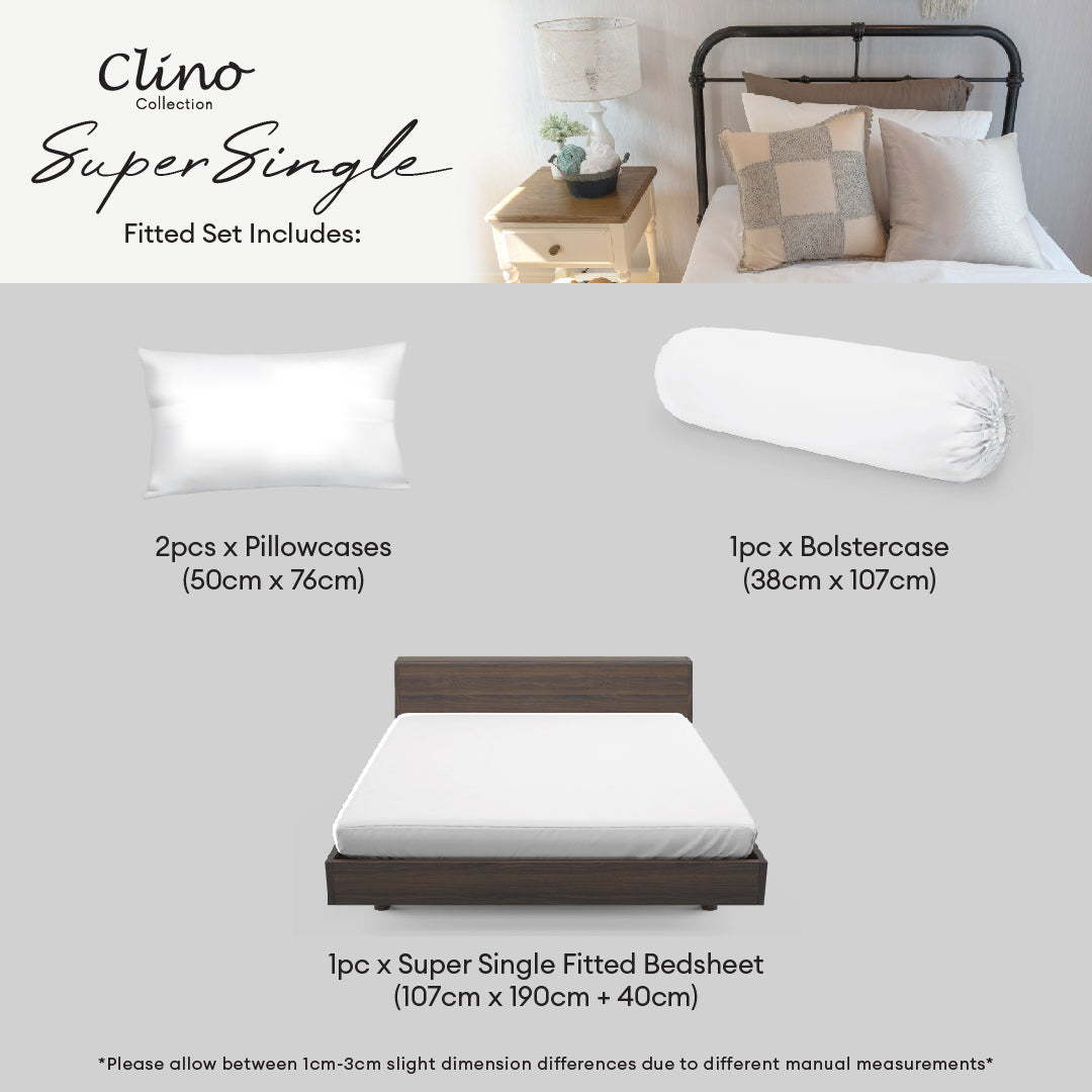 Jean Perry Clino Fitted Bedsheet Set -  100% Combed Cotton Sateen (1200TC) B3/B4