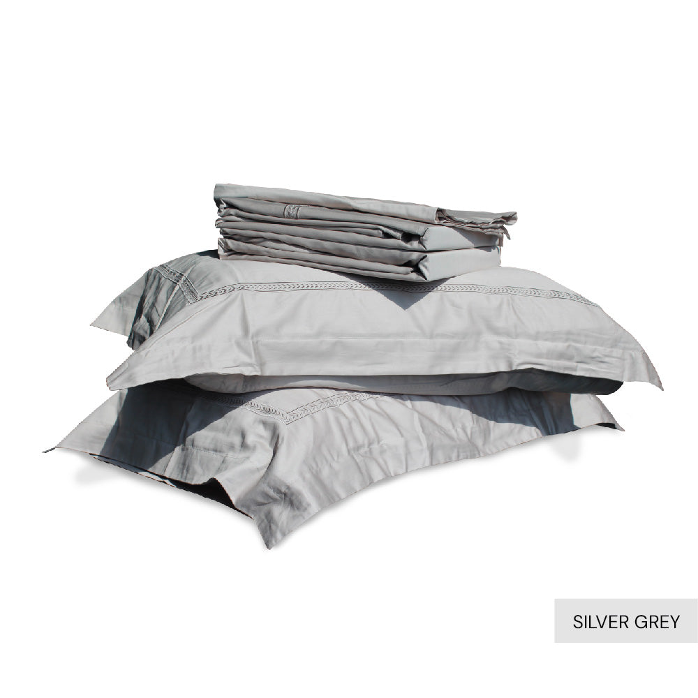 Jean Perry 100% Combed Cotton Sateen Hotel Series Embroidery Quilt Cover Set - 1100TC