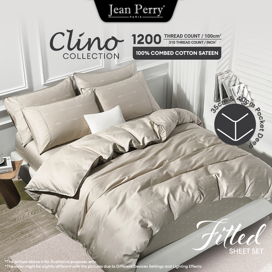 Jean Perry Clino Fitted Bedsheet Set -  100% Combed Cotton Sateen (1200TC) B3/B4