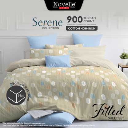 Novelle Serene Fitted Bedsheet Set - Cotton Non-Iron (Single/Queen/King) B4