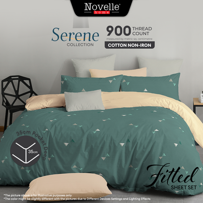 Novelle Serene Fitted Bedsheet Set - Cotton Non-Iron (Single/Queen/King) B2/B3