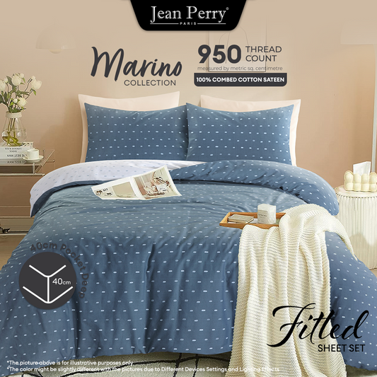 Jean Perry Marino Fitted Bedsheet Set | 100% Combed Cotton Sateen 950TC