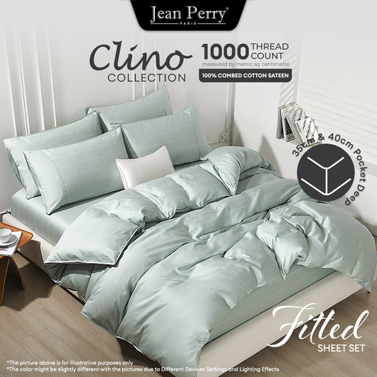 Jean Perry Clino Fitted Bedsheet Set | 100% Combed Cotton Sateen 1000TC
