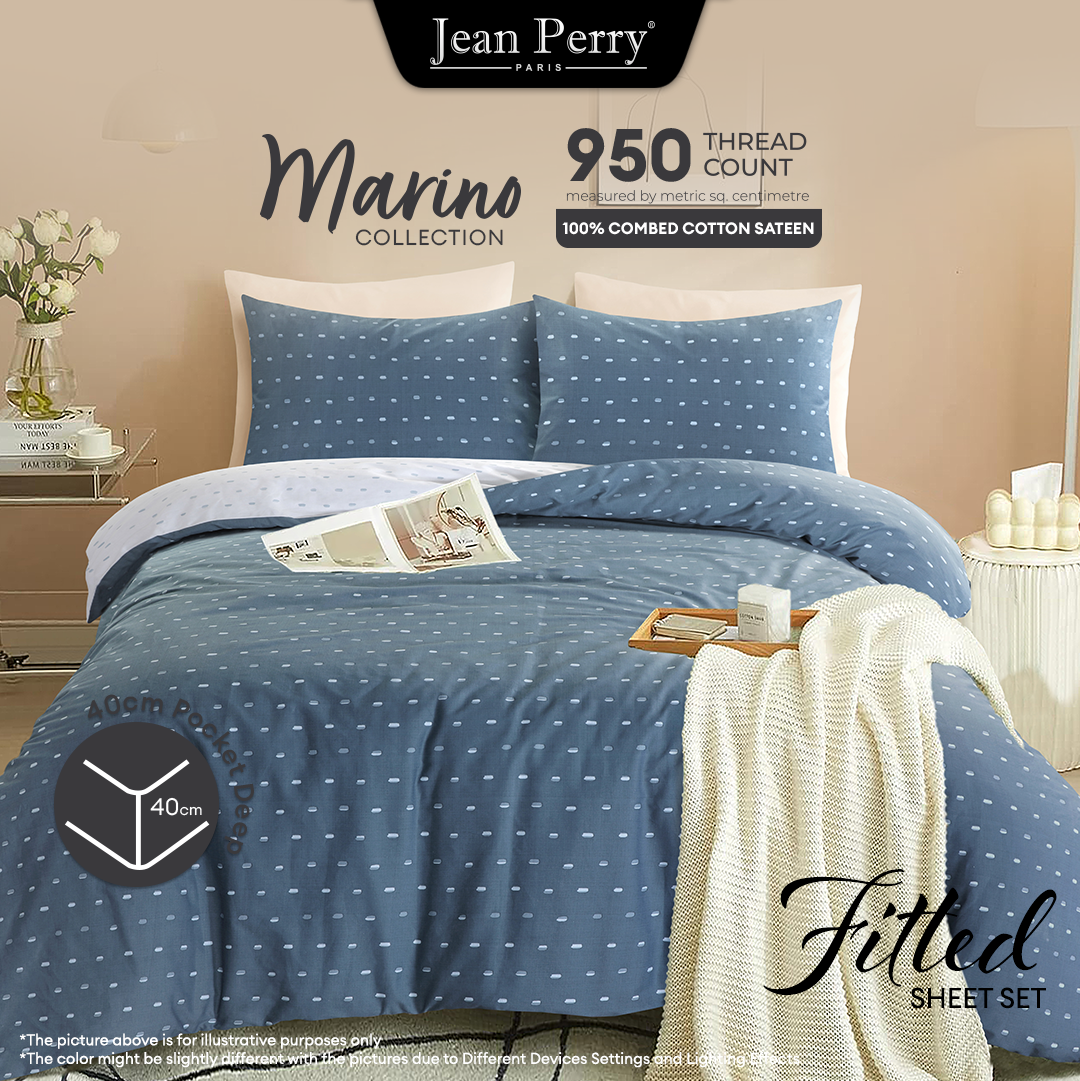 Jean Perry 100% Combed Cotton Sateen Marino Fitted Bedsheet Set - 950TC B2