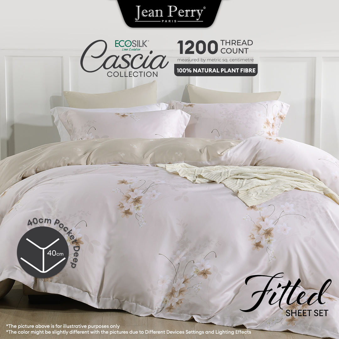 Jean Perry EcoSilk® Cascia Fitted Bedsheet Set - 100% Natural Plant Fiber 1200TC (Queen/ King)