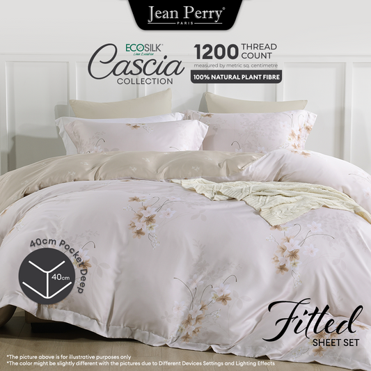 Jean Perry EcoSilk® Cascia Fitted Bedsheet Set - 100% Natural Plant Fiber 1200TC (Queen/ King)
