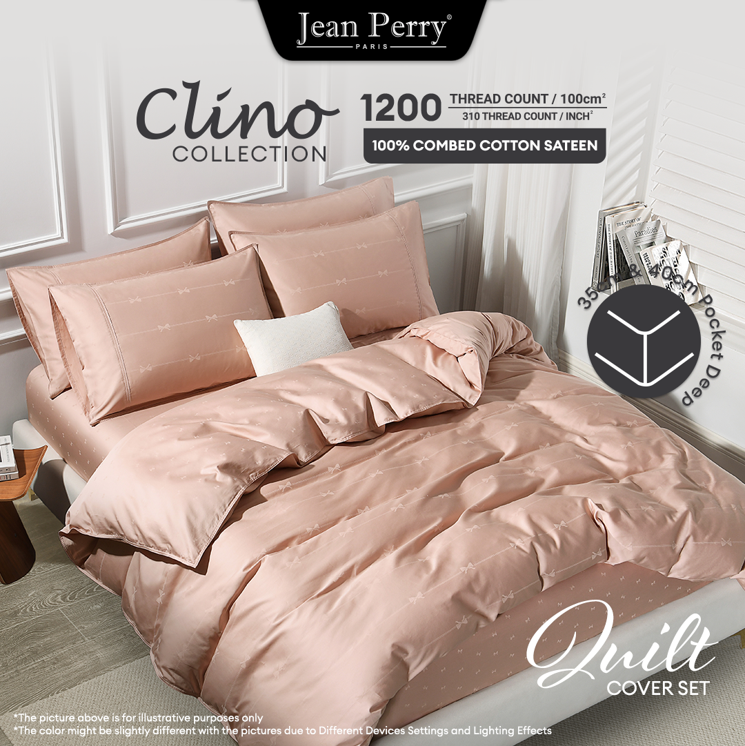 Jean Perry Clino Quilt Cover Set-  100% Combed Cotton Sateen  (1200TC) (Super Single/Queen/King/Super King) B3/B4