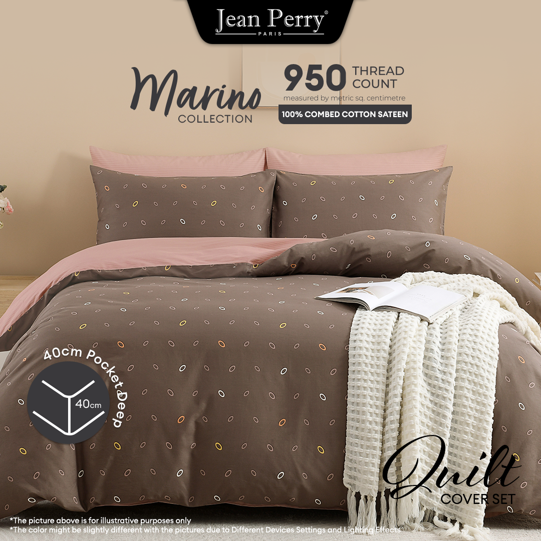 Jean Perry Marino Quilt Cover Set - 100% Combed Cotton Sateen 950TC (Queen/King) B4 B5