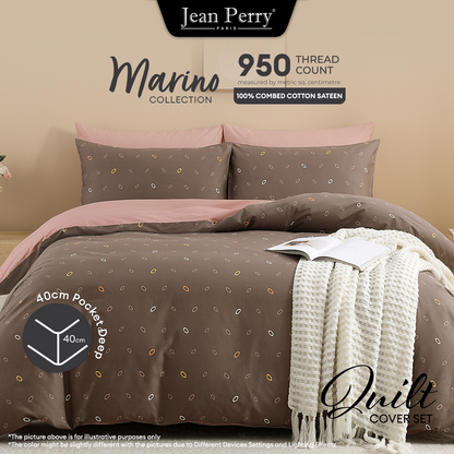 Jean Perry Marino Quilt Cover Set - 100% Combed Cotton Sateen 950TC (Queen/King) B4 B5