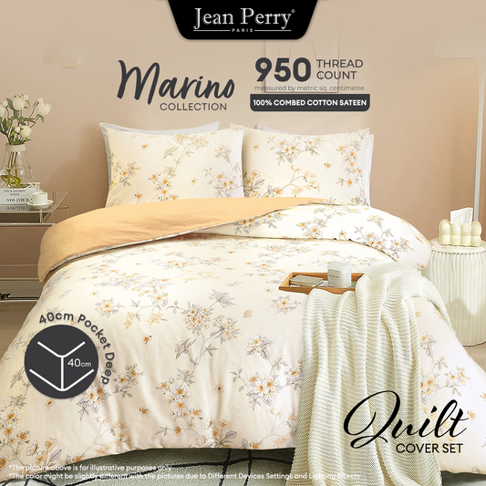 Jean Perry Marino Quilt Cover Set | 100% Combed Cotton Sateen 950TC