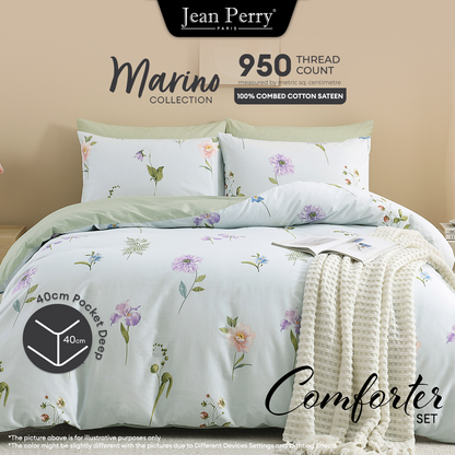 Jean Perry Marino Comforter Set - 100% Combed Cotton Sateen 950TC (Queen/King) B4 B5