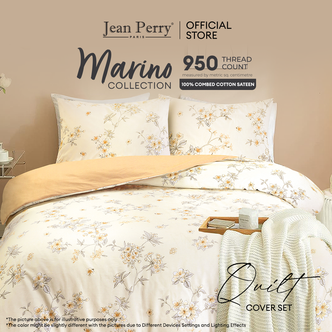 Jean Perry Marino Quilt Cover Set - 100% Combed Cotton Sateen 950TC (Queen/King) B6