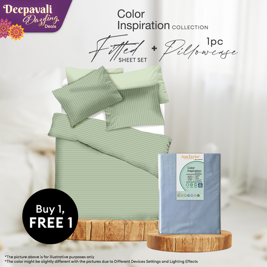 Ann Taylor Super Soft Yarn Colour Inspiration Fitted Bedsheet Set - 620TC