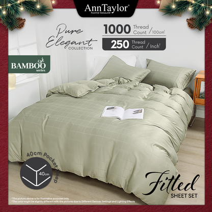 Ann Taylor Bamboo Pure Elegant Fitted Bedsheet Set - 100% Pure Bamboo
