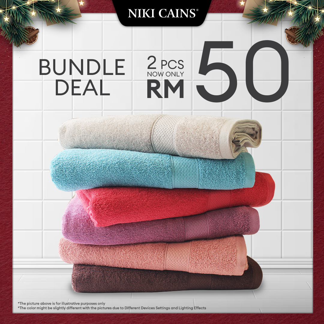[Bundle Deal 2@RM50] Niki Cains Emery Bath Towel - 1000% Cotton