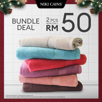 [Bundle Deal 2@RM50] Niki Cains Emery Bath Towel - 1000% Cotton