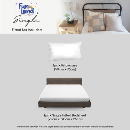 Novelle Fun Land Fitted Bedsheet Set - Cotton Non-Iron (Single/Super Single/Queen) B2
