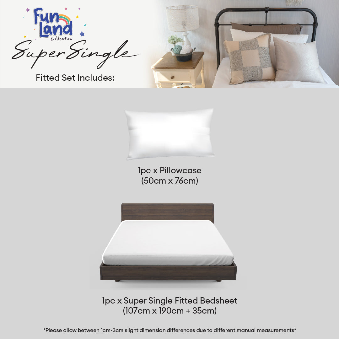 Novelle Fun Land Fitted Bedsheet Set - Cotton Non-Iron (Single/Super Single/Queen) B2