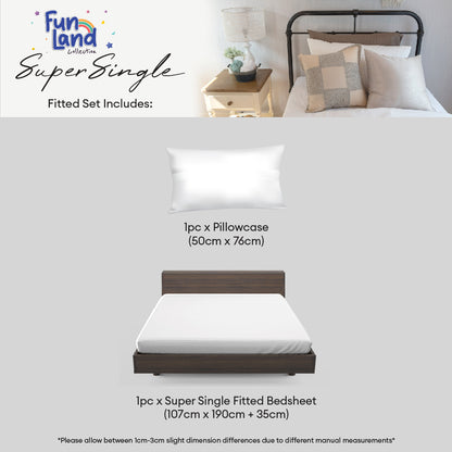 Novelle Fun Land Fitted Bedsheet Set - Cotton Non-Iron (Single/Super Single/Queen) B2