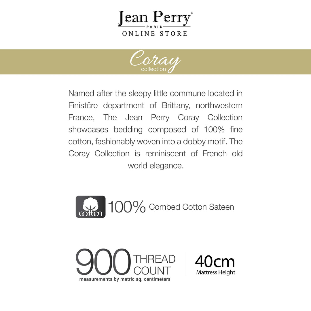 Jean Perry Coray Fitted Bedsheet Set - 100% Combed Cotton Sateen 900TC