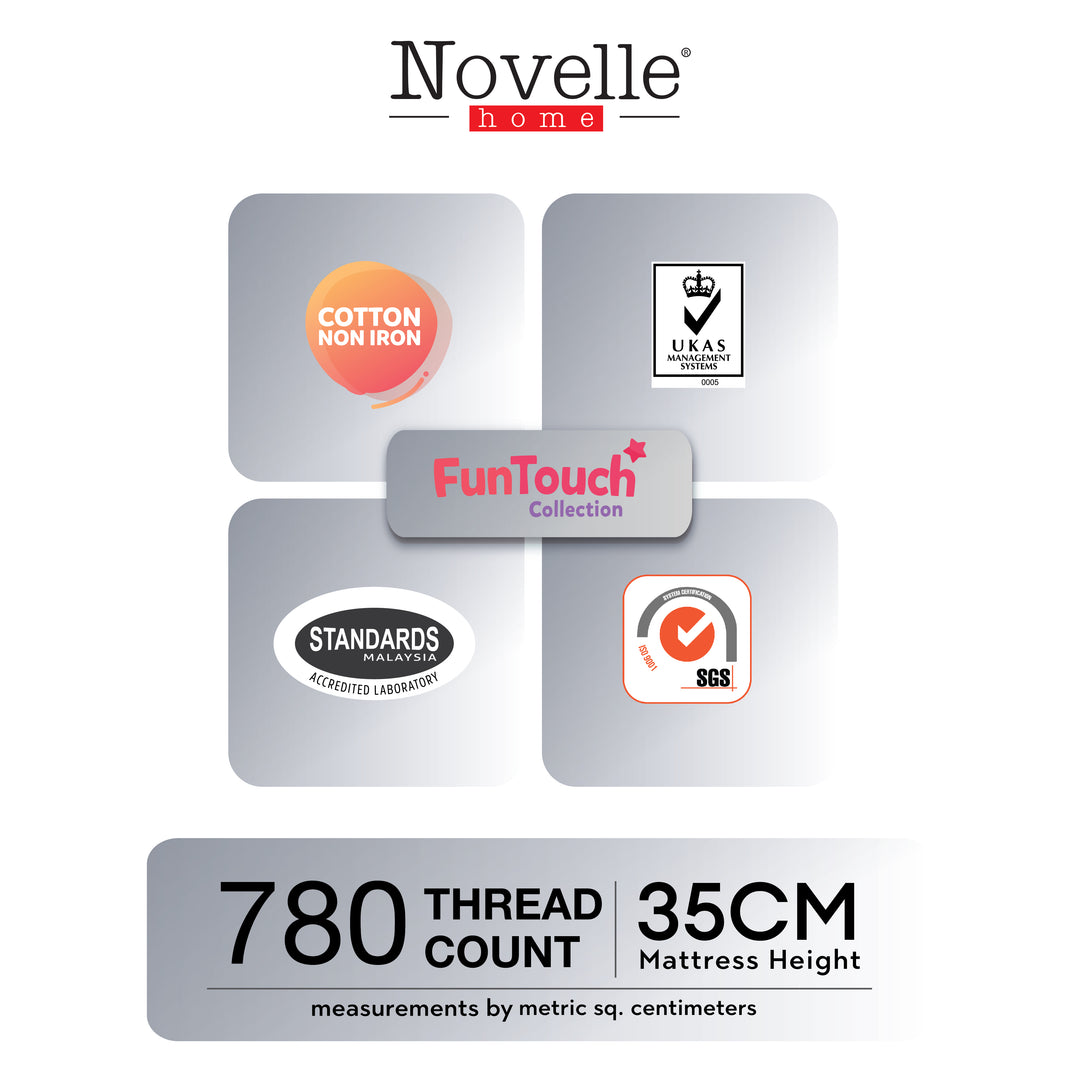 Novelle Fun Touch Fitted Bedsheet Set - Cotton Non-Iron_780TC (35cm)