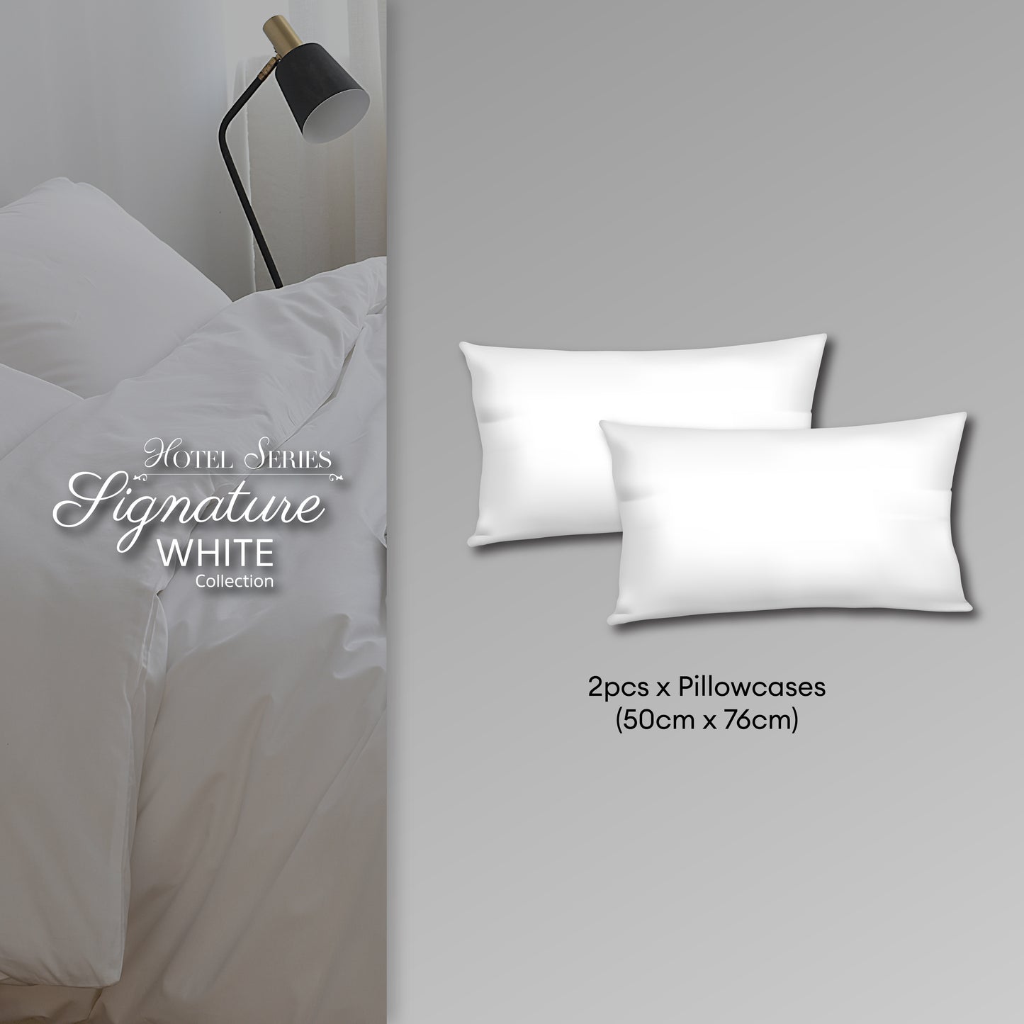 Jean Perry 100% Cotton Hotel Series Signature White 2pcs Pillow Case - 950TC