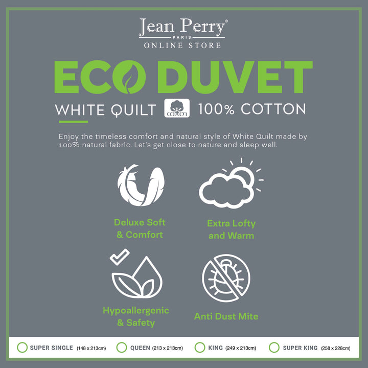 Jean Perry Eco Duvet White Quilt