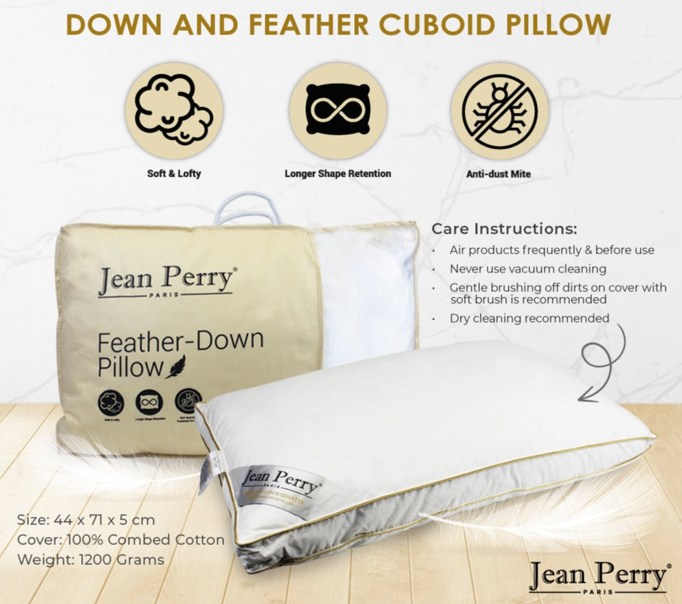 Jean Perry Luxury Cuboid Feather-Down Pillow