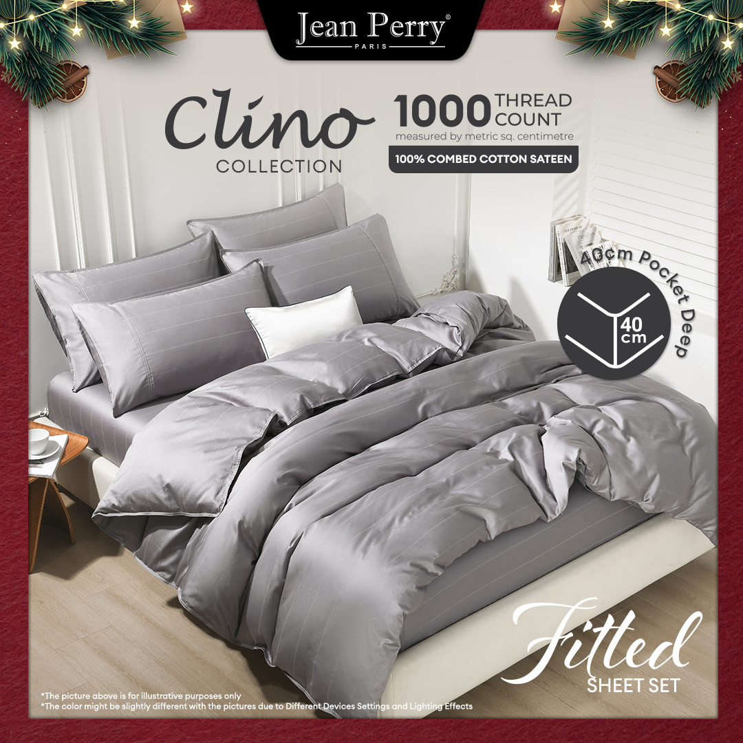 Jean Perry 100% Combed Cotton Sateen Clino Fitted Bedsheet Set B2- 1000TC