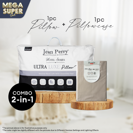 [BUNDLE PILLOW + PILLOWCASE @RM55] Jean Perry Ultra Luxe Pillow & Novelle Urban Clara Pillowcase