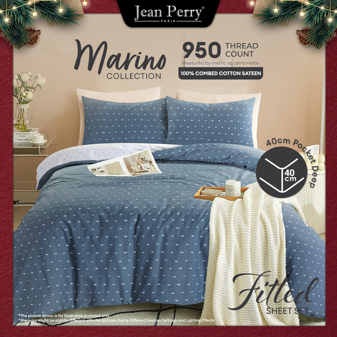 Jean Perry 100% Combed Cotton Sateen Marino Fitted Bedsheet Set - 950TC B2