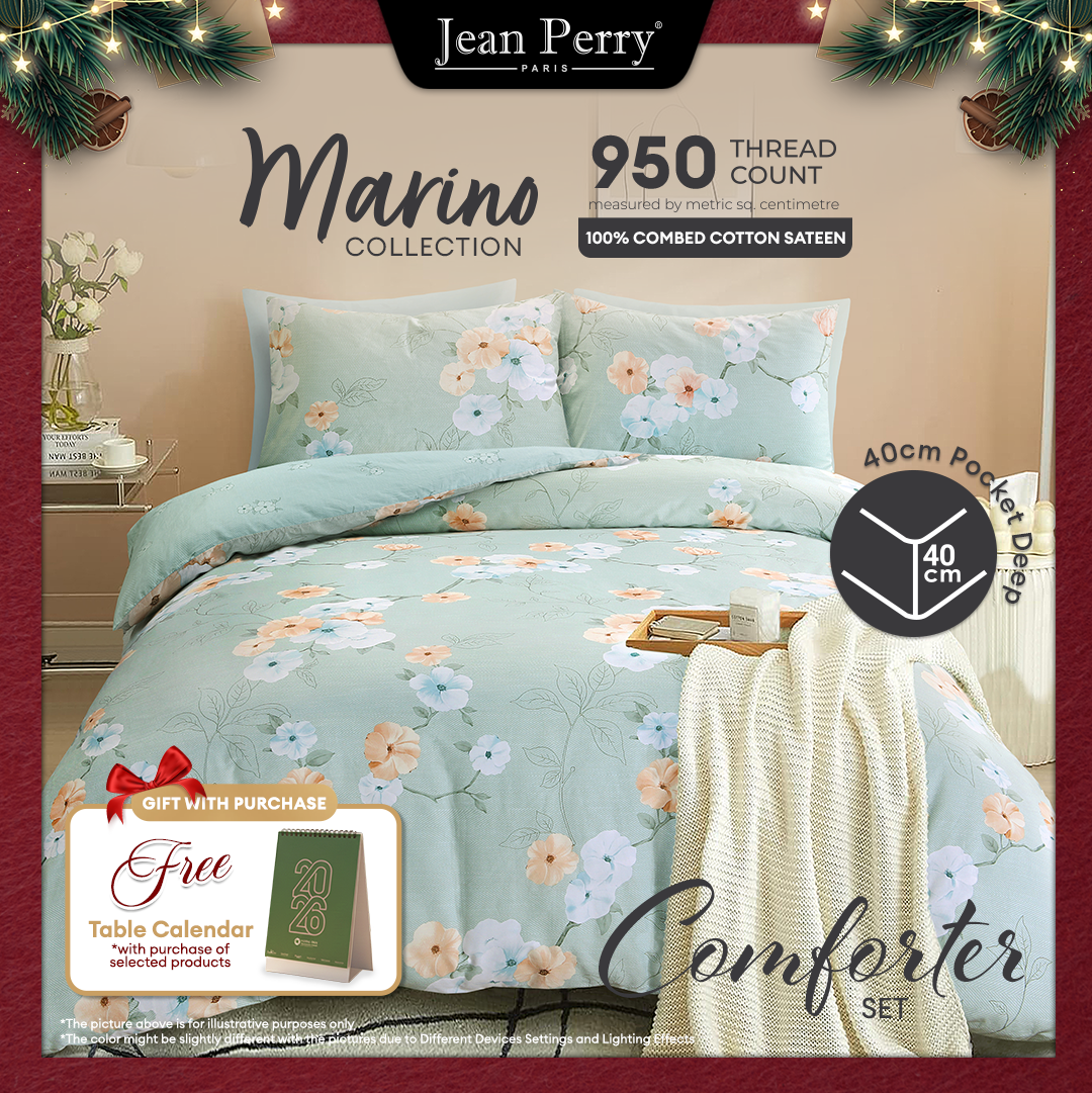 Jean Perry Marino Comforter Set - 100% Combed Cotton Sateen 950TC (Queen/King) B4 B5