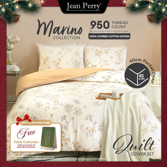 Jean Perry Marino Quilt Cover Set - 100% Combed Cotton Sateen 950TC (Queen/King) B6