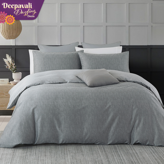 Jean Perry 100% Combed Cotton Sateen Super Lux 5-IN-1 Quilt Cover Set - 900TC