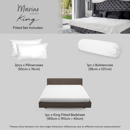 Jean Perry Marino Fitted Bedsheet Set - 100% Combed Cotton Sateen 950TC (Super Single/Queen/King) B6