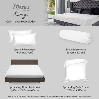 Jean Perry Marino Quilt Cover Set - 100% Combed Cotton Sateen 950TC (Queen/King) B6