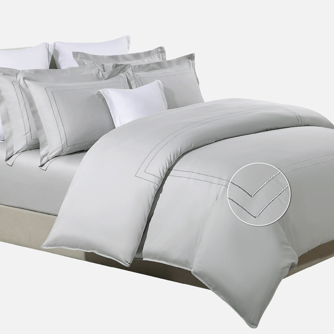 Jean Perry Hotel Series Embroidery Quilt Cover Set | 100% Combed Cotton Sateen