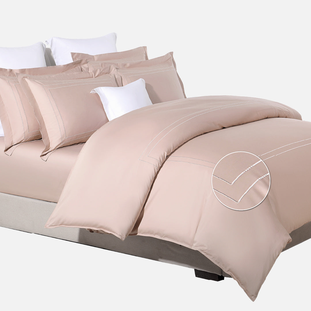 Jean Perry Hotel Series Embroidery Quilt Cover Set | 100% Combed Cotton Sateen
