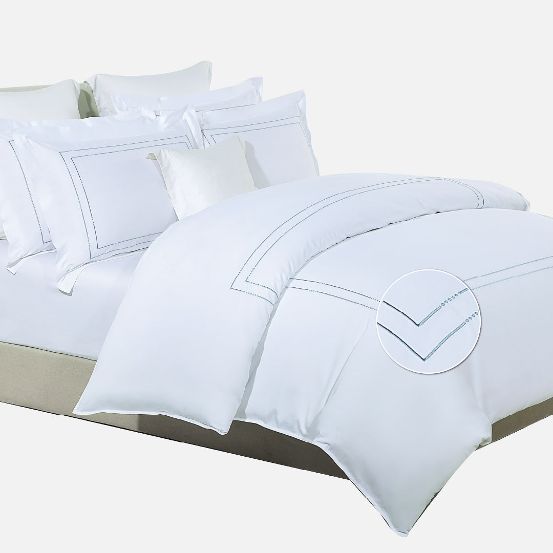 Jean Perry Hotel Series Embroidery Quilt Cover Set | 100% Combed Cotton Sateen